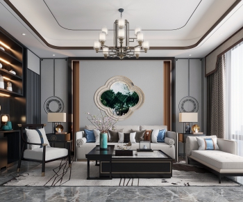 New Chinese Style A Living Room-ID:892219072