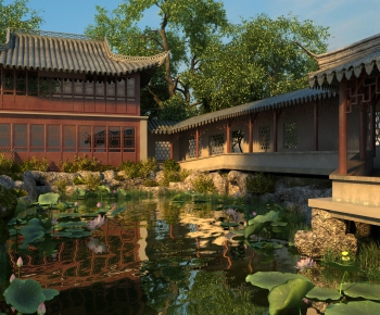 中式园林景观 古建筑 中式亭廊-ID:264561282