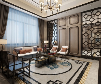 New Chinese Style A Living Room-ID:197010997