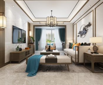 New Chinese Style A Living Room-ID:501663921