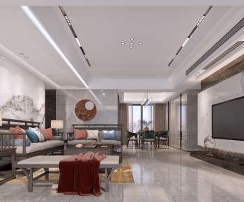 New Chinese Style A Living Room-ID:495497942