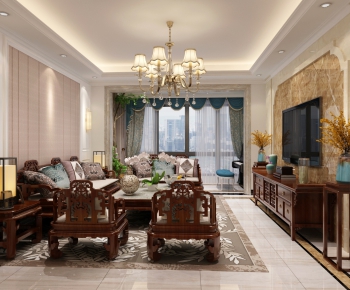 New Chinese Style A Living Room-ID:319280653