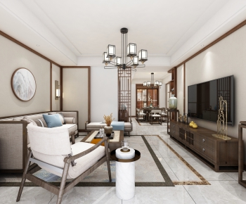 New Chinese Style A Living Room-ID:620347987