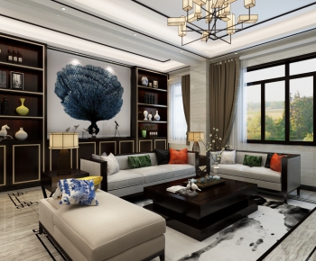 New Chinese Style A Living Room-ID:948040963