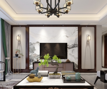 New Chinese Style A Living Room-ID:428440668