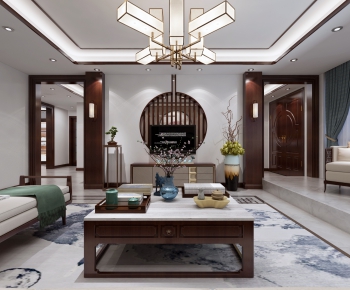 New Chinese Style A Living Room-ID:109910015