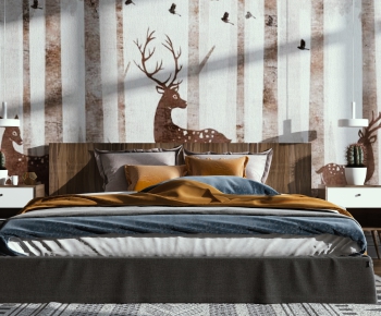 Nordic Style Double Bed-ID:703711036