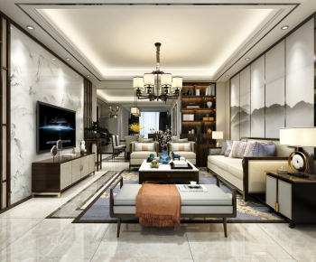 New Chinese Style A Living Room-ID:339428908