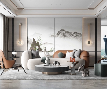 New Chinese Style A Living Room-ID:864770435