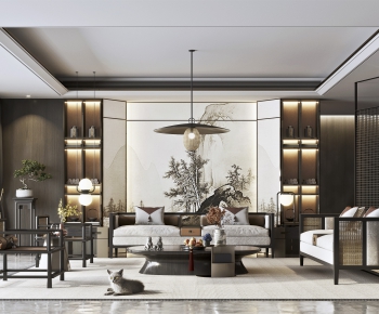 New Chinese Style A Living Room-ID:400994062