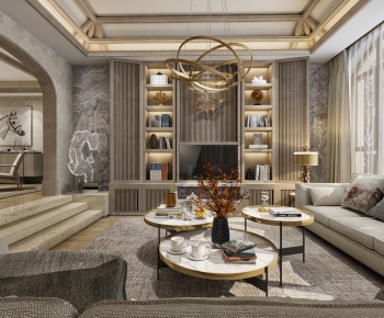 New Chinese Style A Living Room-ID:437400393