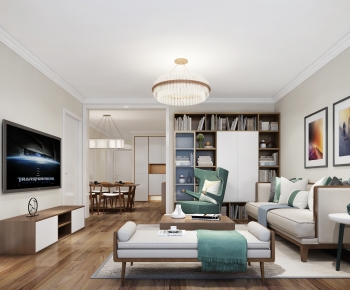 New Chinese Style A Living Room-ID:915880922