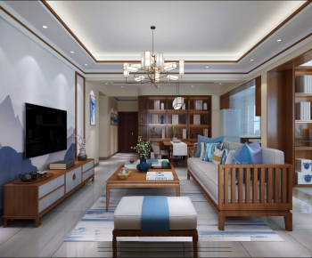 New Chinese Style A Living Room-ID:294826989