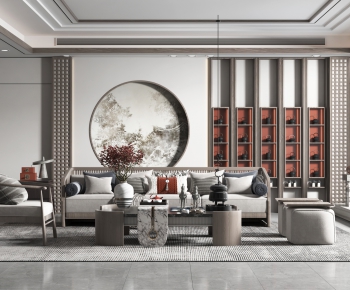 New Chinese Style A Living Room-ID:779407026