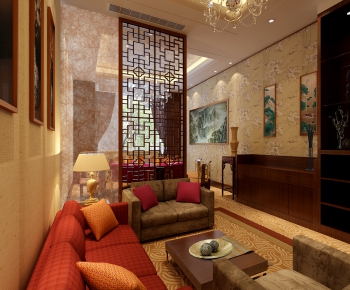 New Chinese Style A Living Room-ID:341736084