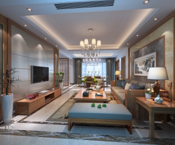 New Chinese Style A Living Room-ID:874671949