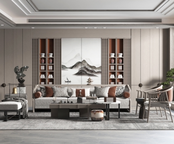 New Chinese Style A Living Room-ID:921660906