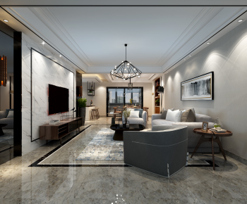 New Chinese Style A Living Room-ID:277440075