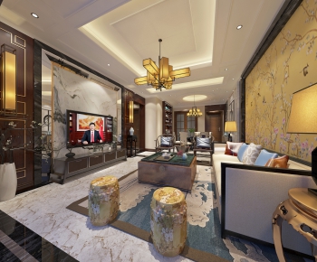 New Chinese Style A Living Room-ID:100030971