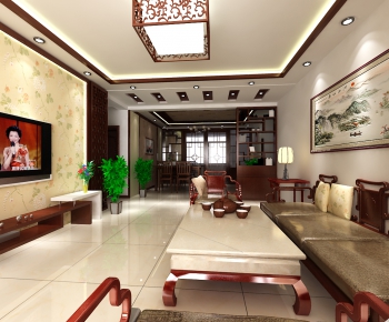 New Chinese Style A Living Room-ID:869015937