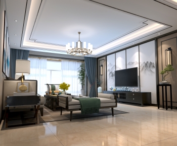 New Chinese Style A Living Room-ID:160427094