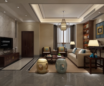 New Chinese Style A Living Room-ID:637067086