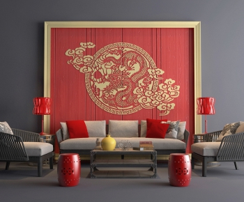 New Chinese Style Sofa Combination-ID:649671083