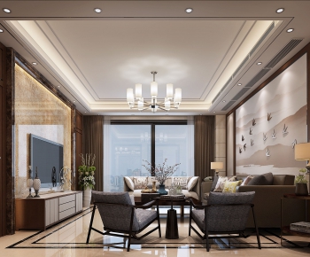 New Chinese Style A Living Room-ID:730012897