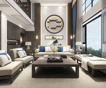 New Chinese Style A Living Room-ID:864100554