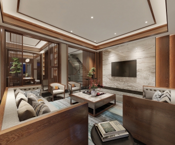 New Chinese Style A Living Room-ID:645690925