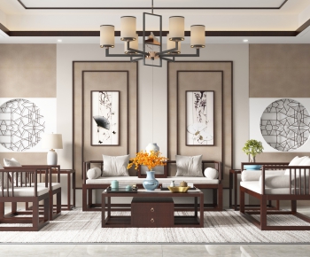 New Chinese Style A Living Room-ID:527903085