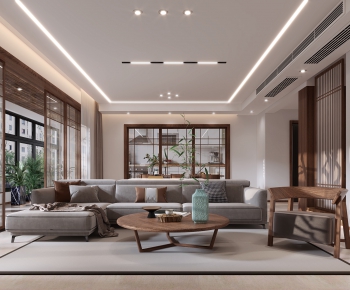 New Chinese Style A Living Room-ID:379771958