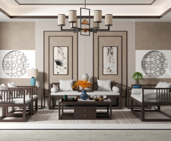 New Chinese Style A Living Room-ID:212309464