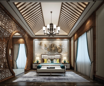 New Chinese Style Bedroom-ID:963711981