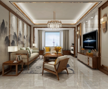 New Chinese Style A Living Room-ID:259119991