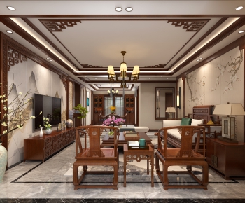 New Chinese Style A Living Room-ID:901216031