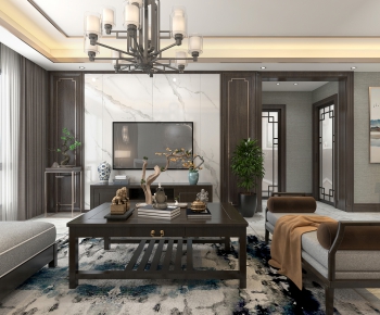 New Chinese Style A Living Room-ID:906941896