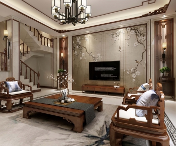 New Chinese Style A Living Room-ID:543971143