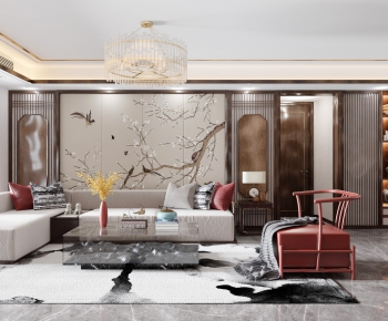 New Chinese Style A Living Room-ID:991998915