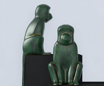现代猿猴玉石雕塑-ID:968208078