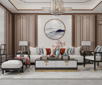 New Chinese Style A Living Room-ID:139247891