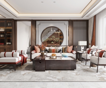 New Chinese Style A Living Room-ID:730355028