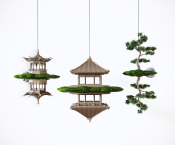 新中式古建筑镜像倒影吊饰摆设-ID:749982127