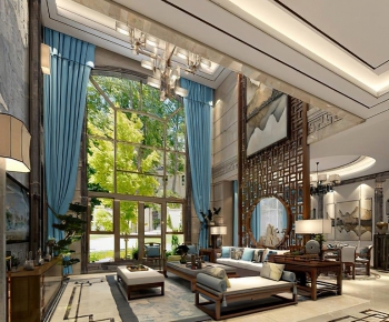 New Chinese Style A Living Room-ID:976608046