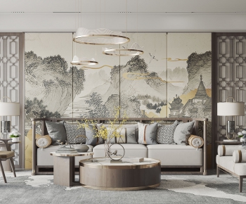 New Chinese Style A Living Room-ID:341200845