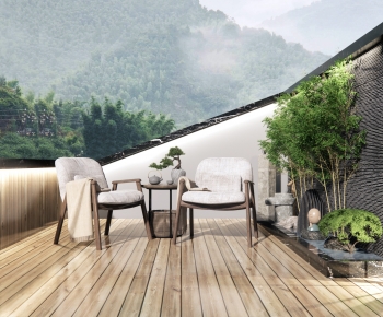 新中式屋顶花园景观-ID:886394029