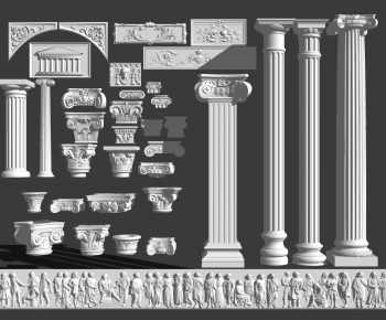 石膏罗马柱 雕花柱头 石膏线-ID:294220419