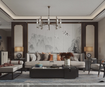 New Chinese Style A Living Room-ID:458719972