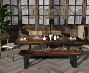 Southeast Asian Style Dining Table And Chairs-ID:515789994