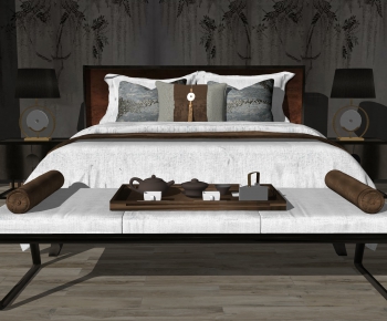 New Chinese Style Double Bed-ID:807053096